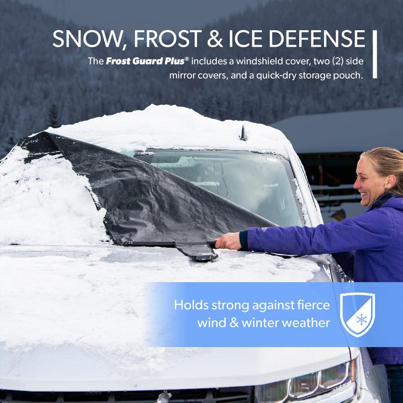 FrostGuard Plus | Winter Windshield Cover for Ice and Snow, Standard Size (Black) - Built-in Security Panels, Wiper Blade Coverage + Mirror Covers - Fits Standard Size Cars, 59 x 41 Inches - Image 3